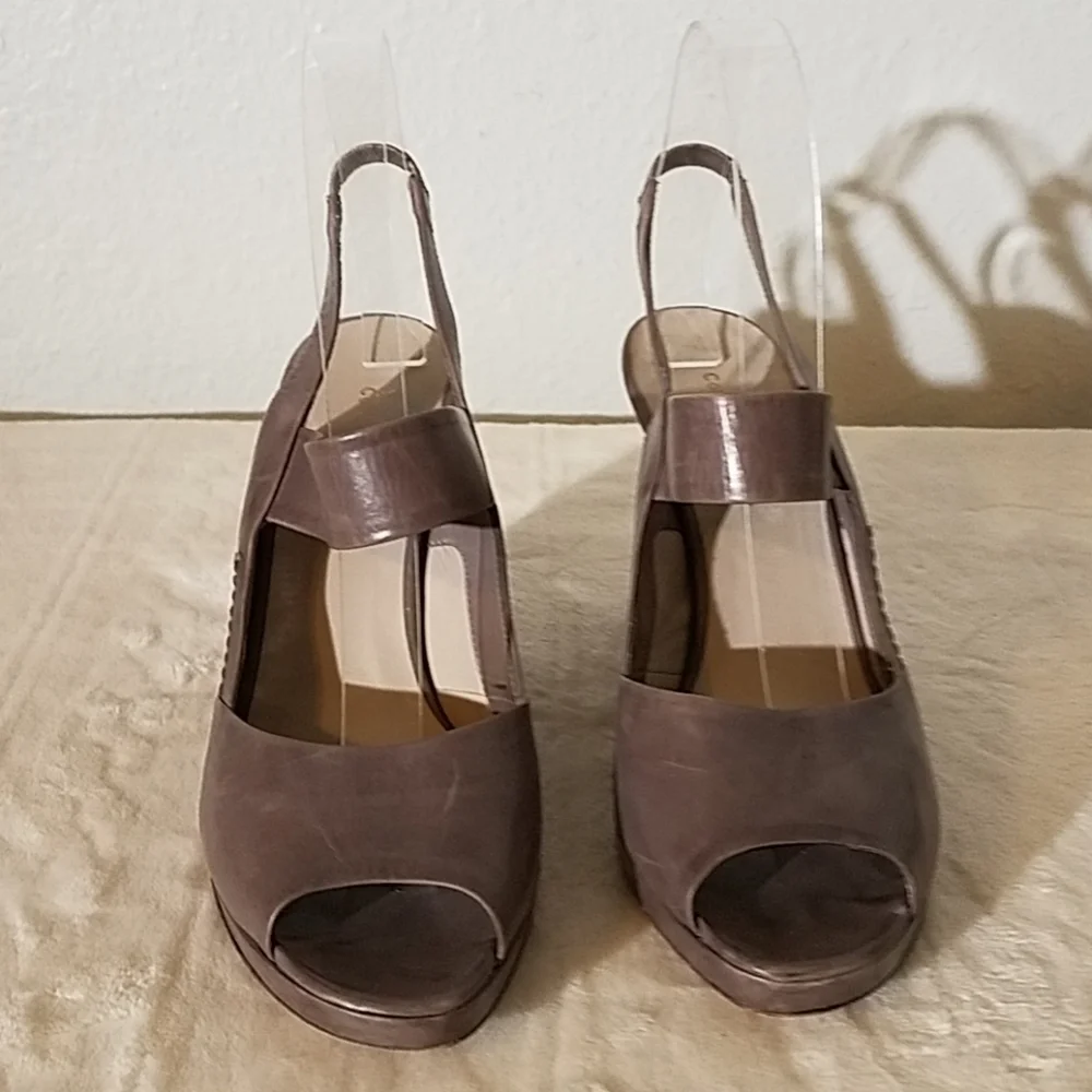 CNC‎ Costume National Gray Slingback Wedges 38.5
